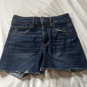 American Eagle Outfitters Hi-Rise Shortie Denim Super Stretch shorts.